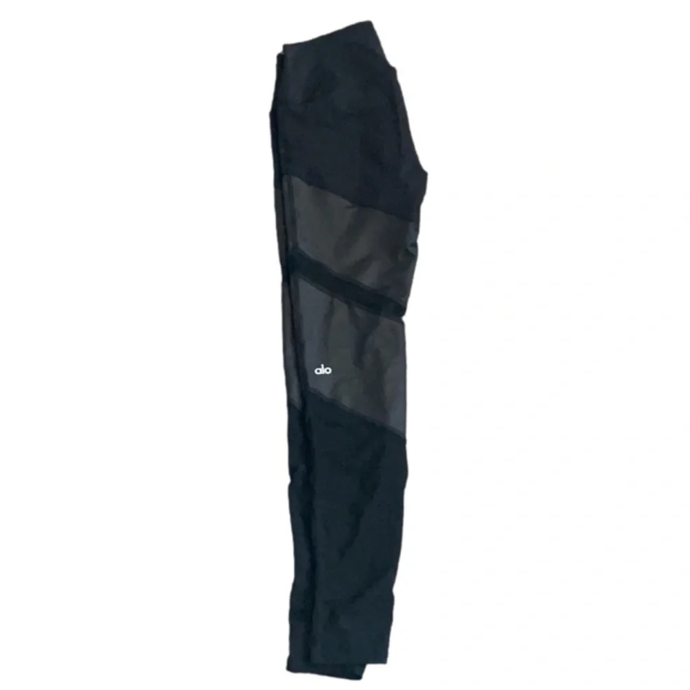 NWT ALO YOGA HIGH WAIST SHEILA Anthracite Gray MOTO MESH VINYASA FLOW LEGGINGS - Picture 6 of 12